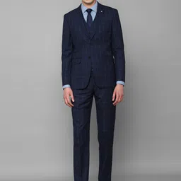 Louis Philippe Men Checked Single Breasted Slim Fit 3-Piece Formal Suit-image-6