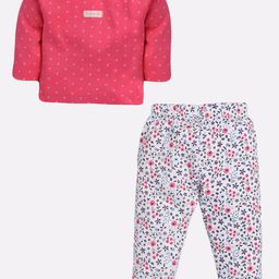 BABY GO Unisex Kids Pink & White Printed Top with Pyjamas-10