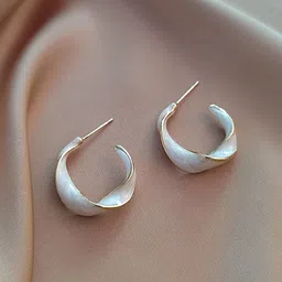 FIMBUL Wave Minimalist Half Hoop Earrings-image-6