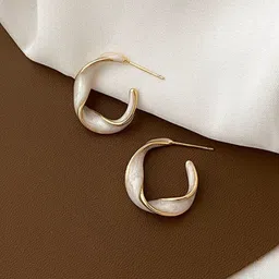 Krelin Gold-Plated Circular Design Half Hoop Earrings-image-32