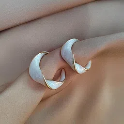 VAGHBHATT Crescent Shaped Hoop Earrings-image-8