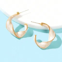 Krelin Gold-Plated Circular Design Half Hoop Earrings-image-31