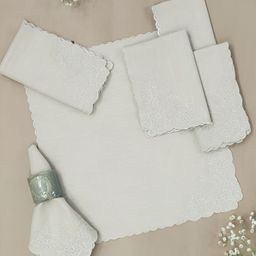 DESIGN GAATHA Beige 6 Pieces Embroidered Cotton Table Napkins-4