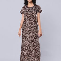 evolove Floral Printed Pure Cotton Maxi Nightdress-image-72