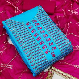 KALINI Blue & Pink Embroidered Unstitched Dress Material-image-51