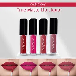 CurlyTales True Matte Set Of 4 Liquid Lipstick 4ml Each - Red, Magenta, Brick Red, Nude-13