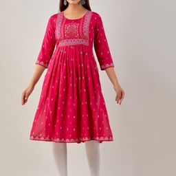 KALINI Ethnic Motifs Printed Mirror Work Kurta-19
