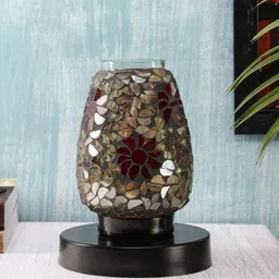 Devansh Multicoloured Textured Contemporary Mosaic Iron Novelty Lamp with Glass Shade-19