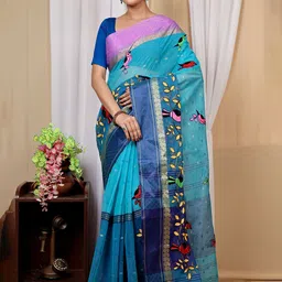 PuJoy Woven Design Pure Cotton Handloom Taant Saree-picture-6