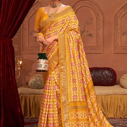 Saree mall Ethnic Motifs Printed Zari Ikat Sarees-image-18