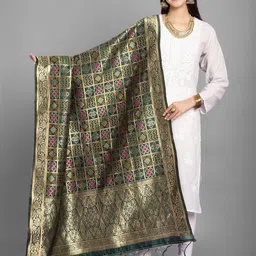 LOOM LEGACY Ethnic Motifs Woven Design Zari Dupatta-picture-54