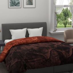 A Homes Grace Brown Reversible Solid Heavy Winter 800 GSM Double Bed Quilt-image-92