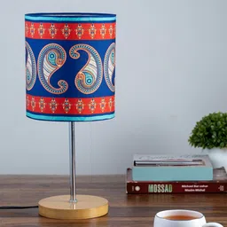 KOLOROBIA Blue & Red Majestic Paisley Printed Traditional Buffet Table Lamp with Shade-11