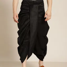 Anug by SOJANYA Men Black Solid Stitched Dhoti-picture-46