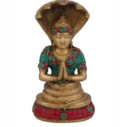 Arihant Craft Gold-Toned & Red Brass Patanjali Statue Small Idol Showpiece-image-33