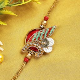 Aapno Rajasthan Leaf Petal Rakhi with Roli Chawal & Greetings Card-image-48