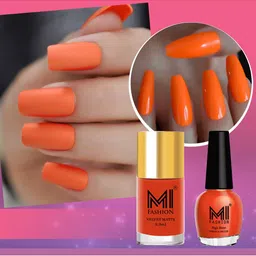 MI FASHION Set of Velvet Matte Nail Polish 9.9ml - 714 & High Shine Nail Polish 15ml - 16-33
