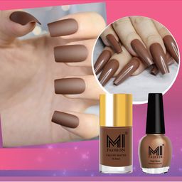 MI FASHION Set of Velvet Matte Nail Polish 9.9ml - 722 & High Shine Nail Polish 15ml - 34-13