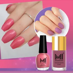 MI FASHION Set of Velvet Matte Nail Polish 9.9ml - 723 & High Shine Nail Polish 15ml - 39-13