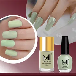 MI FASHION Set of Velvet Matte Nail Polish 9.9ml - 740 & High Shine Nail Polish 15ml - 40-41