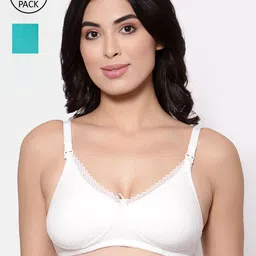 Inner Sense Blue & Off-White Set of 2 Solid Underwired Non Padded Maternity Sustainable Bra IMB003E_3B-13
