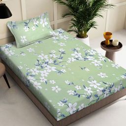 KLOTTHE Green Printed 400 TC Pure Cotton Bedsheet with Pillow Cover-image-27