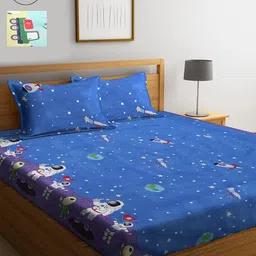 KLOTTHE Multicoloured Conversational 210 TC Cotton 2 King Bedsheet with 4 Pillow Covers-image-7