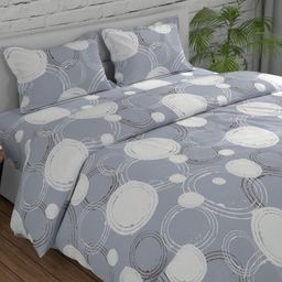 Huesland Grey & White Geometric Printed 144 TC Cotton Single Bedsheet Set 2.23 m x 1.39 m-image-57