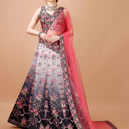 SAPTRANGI Floral Printed Ready To Wear Lehenga & Blouse With Dupatta-picture-7