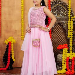 BAESD Girls Embellished Sequinned Ready to Wear Lehenga & Blouse With Dupatta-26