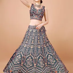 SAPTRANGI Printed Beads and Stones Ready to Wear Lehenga & Blouse With Dupatta-picture-54