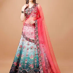 SAPTRANGI Ethnic Motifs Printed Ready To Wear Lehenga & Blouse With Dupatta-picture-18