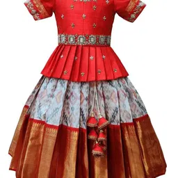 Wommaniya Impex Girls Embroidered Top With Skirt-image-75