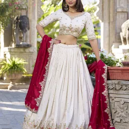 LOOKNBOOK ART Embroidered Ready to Wear Lehenga & Unstitched Blouse With Dupatta-picture-32