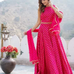 KALINI Printed Foil Print Ready to Wear Lehenga & Blouse With Dupatta-52