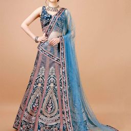 SAPTRANGI Ethnic Motifs Embroidered Ready To Wear Lehenga & Blouse With Dupatta-picture-25
