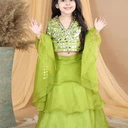 THE LITTLE CELEBS Girls Embellished Ready to Wear Lehenga & Blouse With Dupatta-image-5