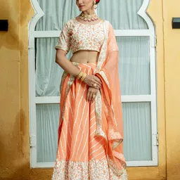 Kohsh Floral Printed Ready To Wear Lehenga & Blouse With Dupatta-picture-23