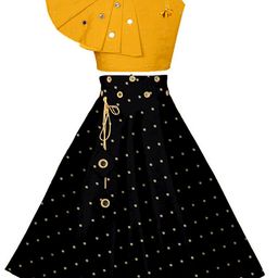BAESD Girls Embellished Mirror Work Ready to Wear Lehenga & Blouse-image-89