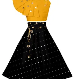 BAESD Girls Embellished Mirror Work Ready to Wear Lehenga & Choli-image-95