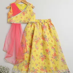 The Magic Wand Girls Floral Printed Ready to Wear Lehenga Choli With Attached Dupatta-image-23