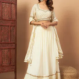 Chhabra 555 Mirror Embellished Flared Lehenga Set & Sequin Embroidered Chinon Dupatta-4