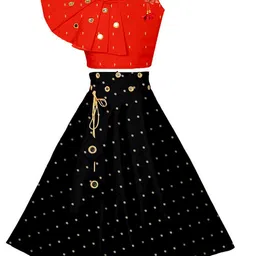 BAESD Girls Embroidered Mirror Work Detailed Ready to Wear Lehenga & Choli-image-63