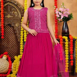 BAESD Girls Embroidered Mirror Work Ready to Wear Lehenga & Blouse With Dupatta-picture-38