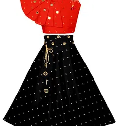 BAESD Girls Embellished Mirror Work Ready to Wear Lehenga-image-62