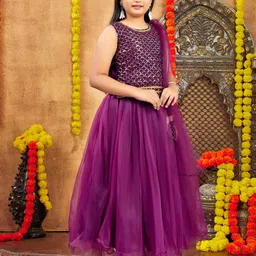BAESD Girls Embellished Sequinned Ready to Wear Lehenga & Blouse With Dupatta-picture-23