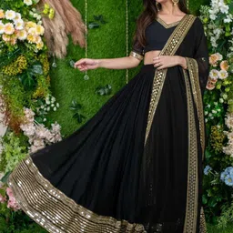 KALINI Embroidered Semi-Stitched Lehenga & Unstitched Blouse With Dupatta-picture-39