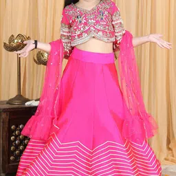 THE LITTLE CELEBS Girls Embellished Beads and Stones Ready to Wear Lehenga & Blouse With Dupatta-38