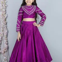 THE LITTLE CELEBS Girls Embellished Beads and Stones Ready to Wear Lehenga &-image-20