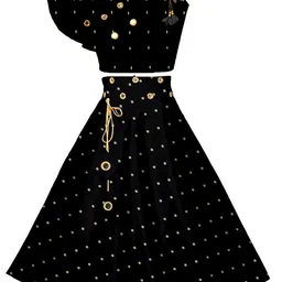 BAESD Girls Embellished Mirror Work Ready to Wear Lehenga & Blouse-image-96